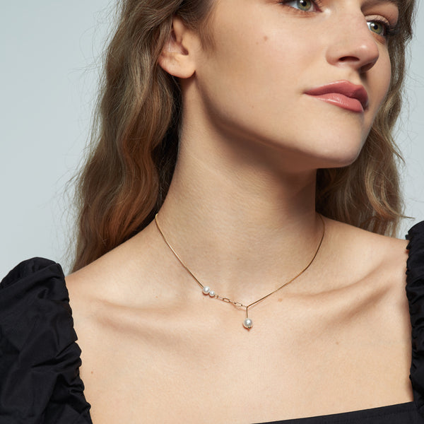 Box Chain Pearl Dangle Necklace – POPPY FINCH