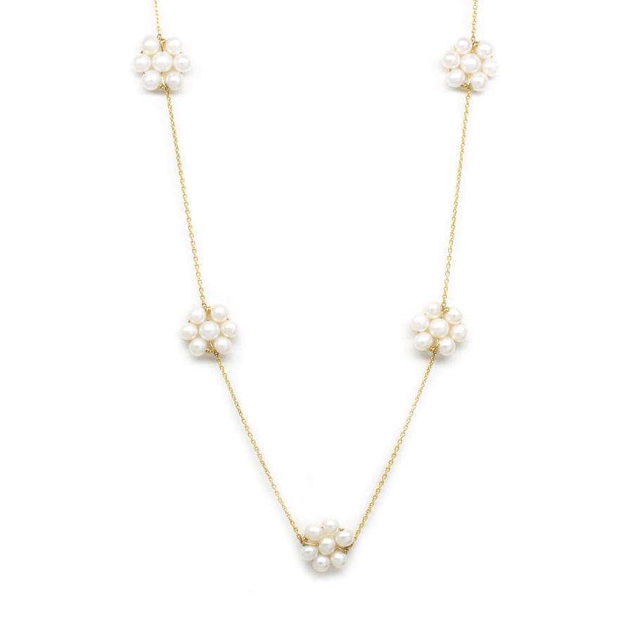 Dainty store 14k Flower Pearl Pendant