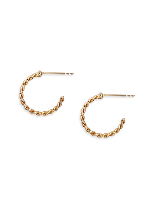 Small Twisted Gold Hoop Earrings