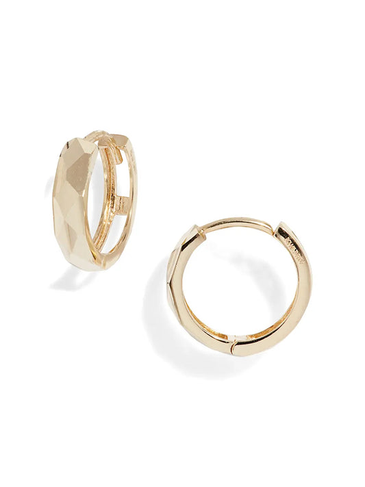 Faceted Gold Hoop Earrings