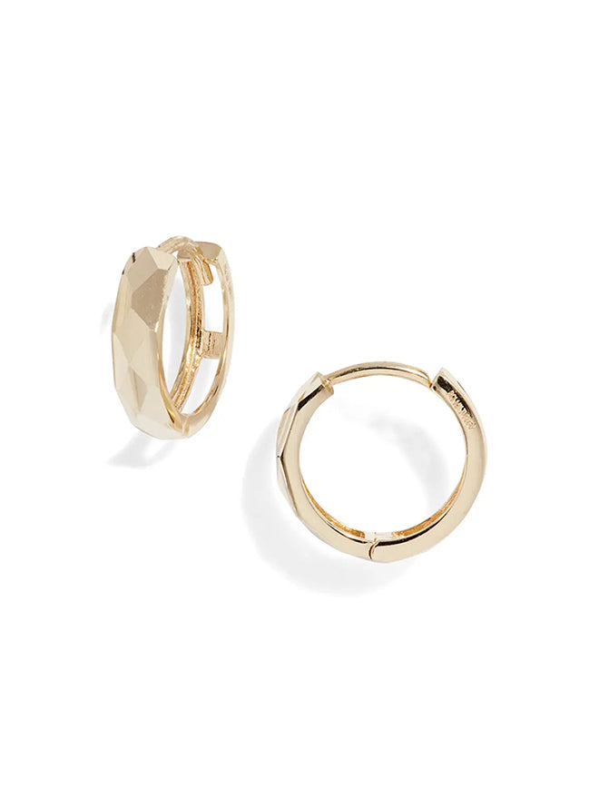 Faceted Gold Hoop Earrings