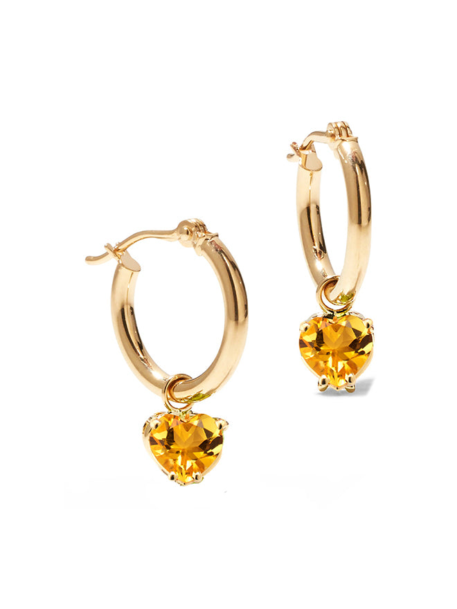 Gold Hoop Removable Heart Gem Dangles