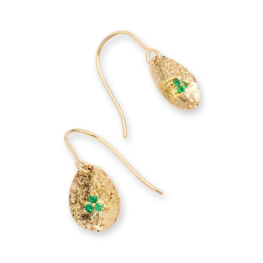 Gold Petal Gem Trio Earrings