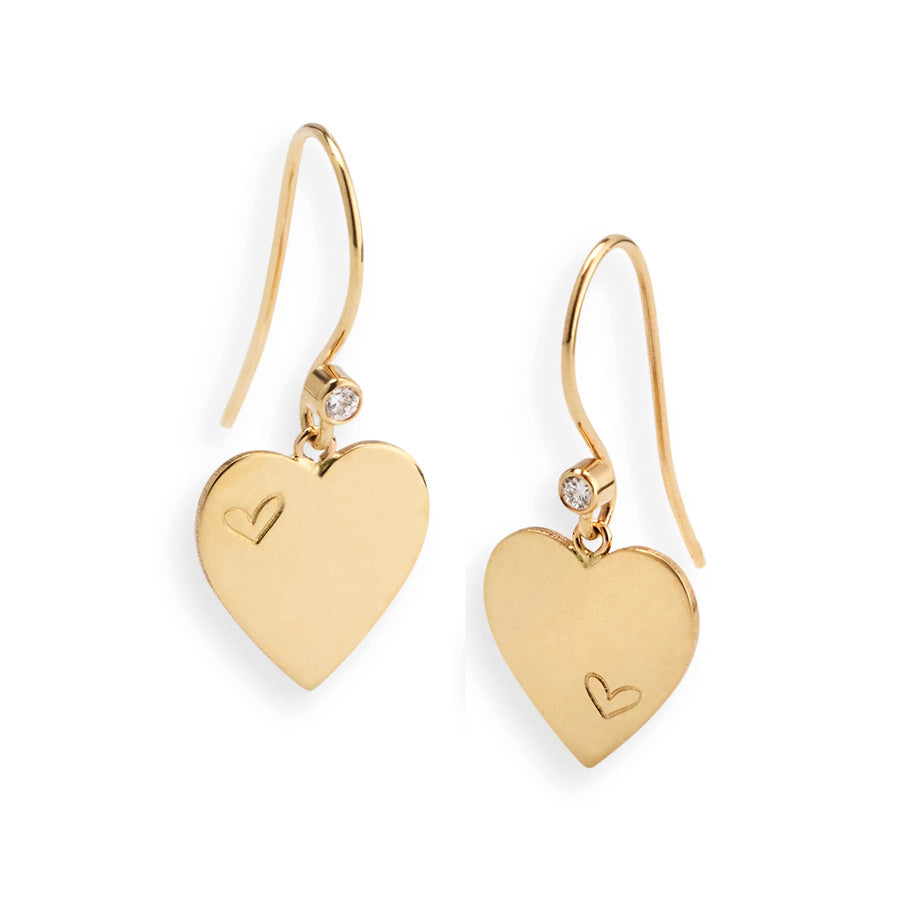 Brushed Heart Gem Earrings