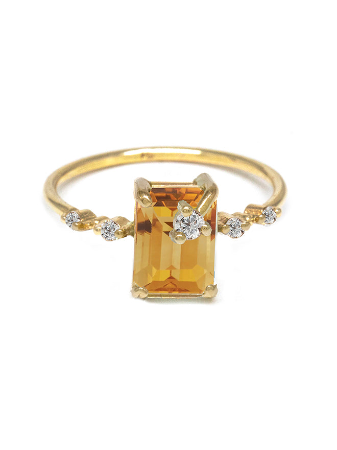 Emerald Cut Gemstone Diamond Ring