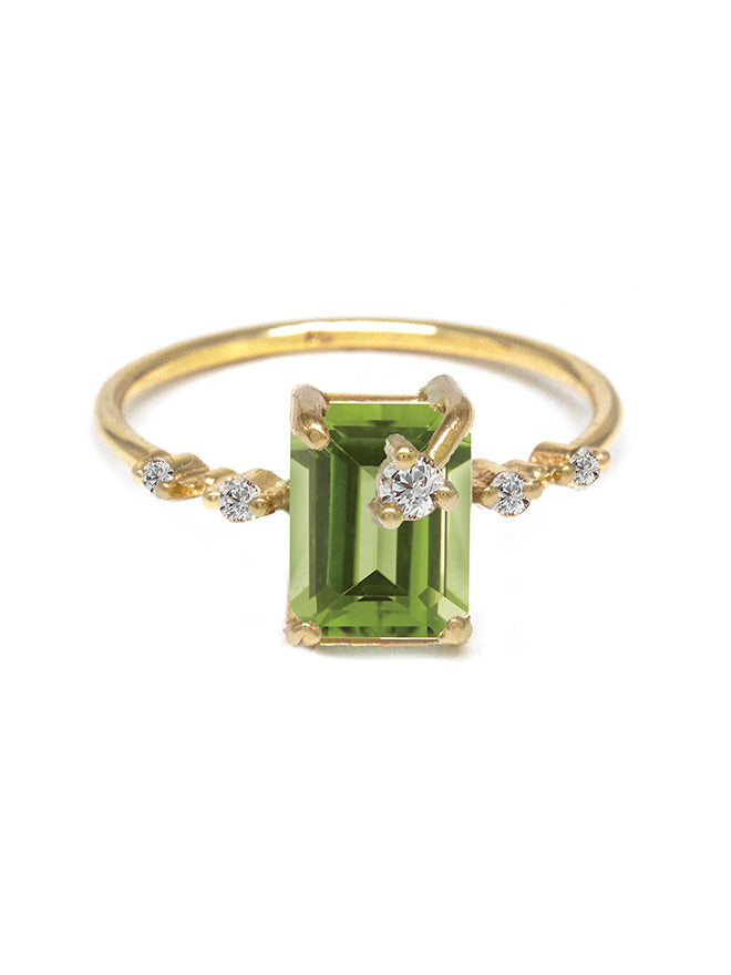 Emerald Cut Gemstone Diamond Ring