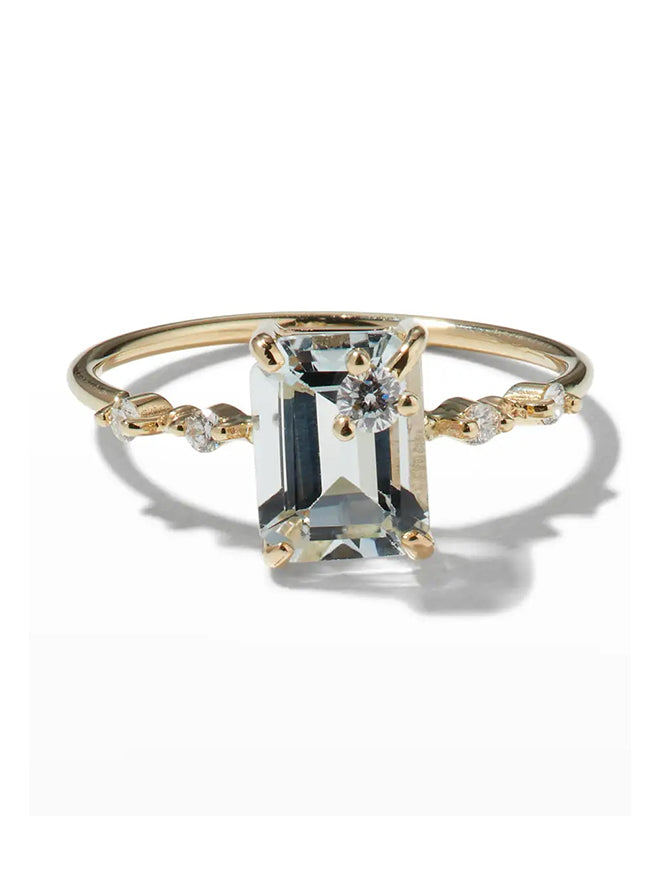 Emerald Cut Gemstone Diamond Ring