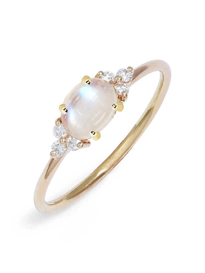 Diamond Cluster Moonstone Ring