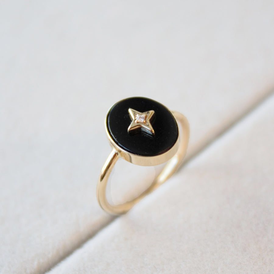 Onyx Diamond Star Ring