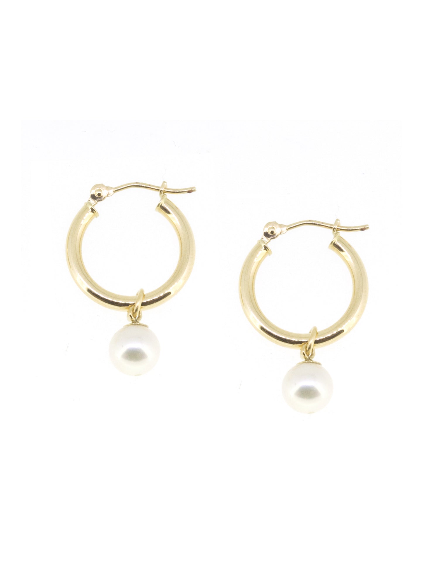 Small Gold Hoop Pearl Earrings