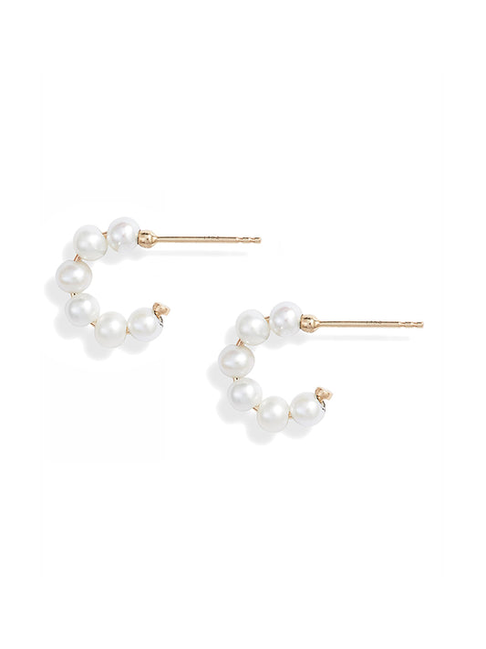 Mini Baby Pearl Huggie Earrings