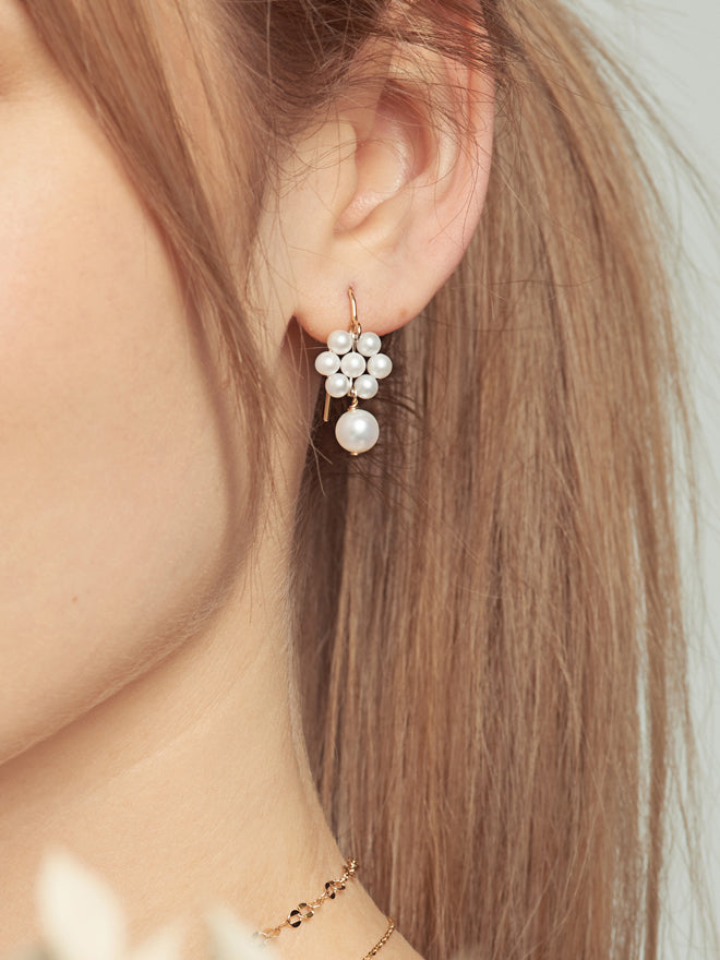 Flower Pearl Dangle Earrings