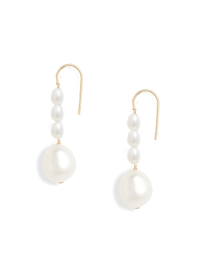 Short Baroque Pearl Linear Earrings