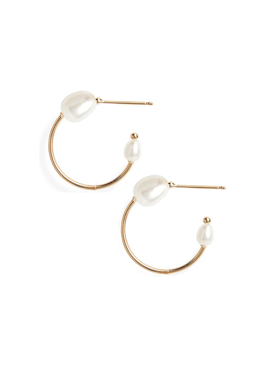 Oval Pearl Hoop Earrings