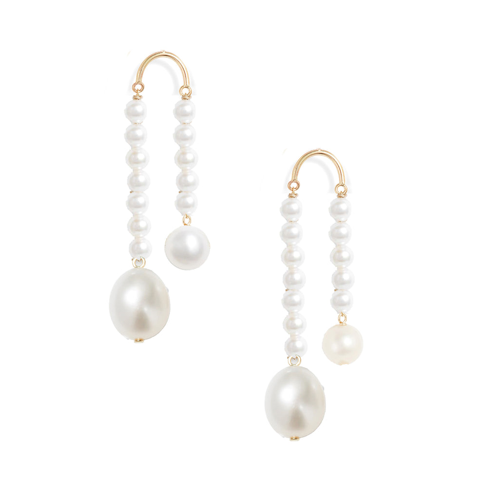 Hi Low Pearl Crescent Earrings