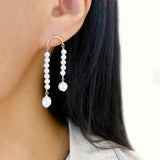 Hi Low Pearl Crescent Earrings