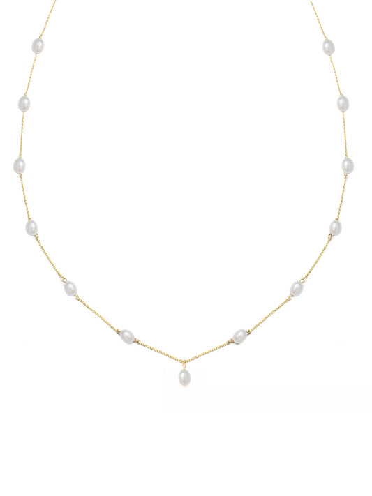 Petite Oval Pearl Choker Necklace