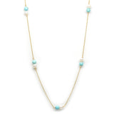 Pearl Turquoise Spaced Chain Necklace