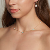 Pearl Turquoise Spaced Chain Necklace