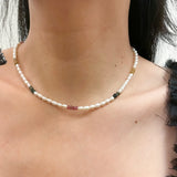 Pearl Tourmaline Spaced Necklace