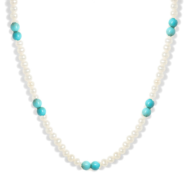 Pearl Turquoise Spaced Necklace