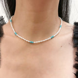 Pearl Turquoise Spaced Necklace