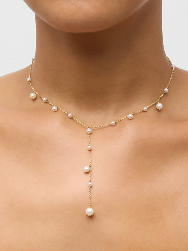 Pearl Bubble Lariat Necklace