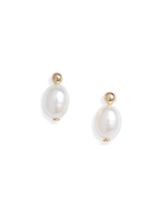 Petite Oval Pearl Studs