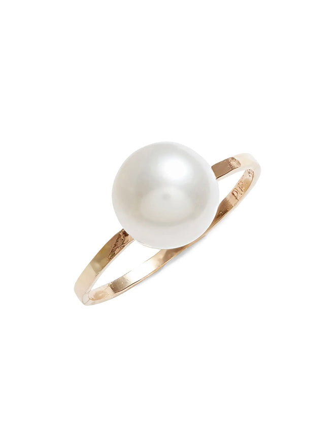 Large Pearl Hammered Ring