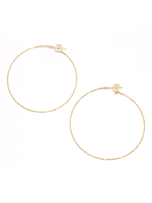 18K Large Skinny Beaded Hoop Earrings