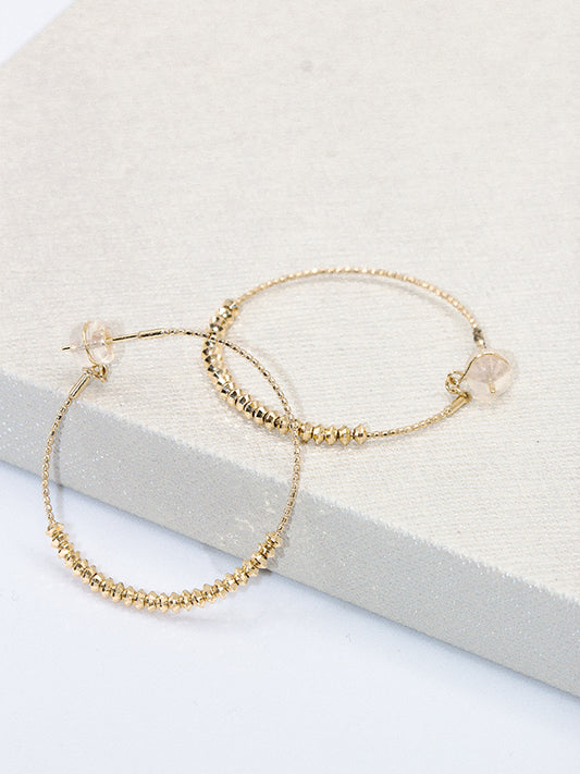 18K Shimmer Beaded Hoop Earrings