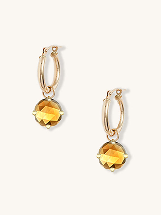 Gold Hoop Removable Rose Cut Gem Dangles