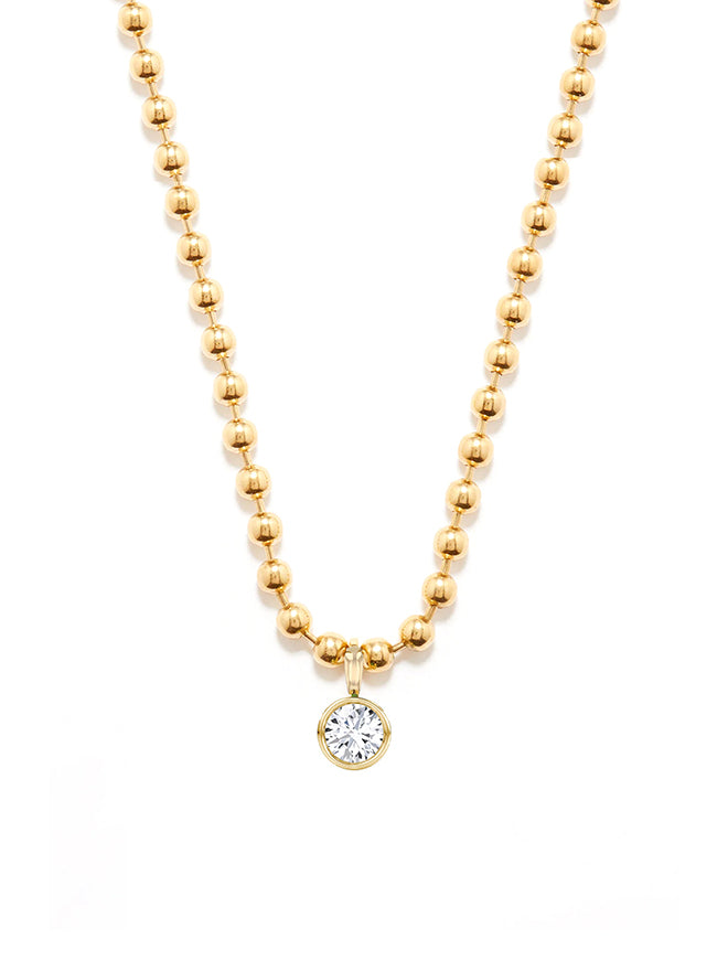 Round Lab Diamond Ball Chain Necklace