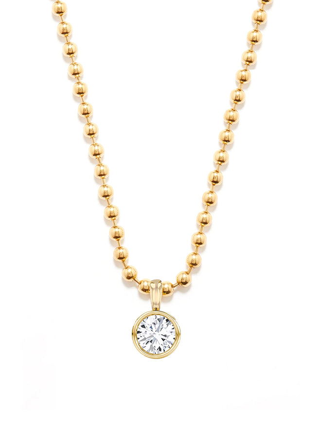 Round Lab Diamond Ball Chain Necklace