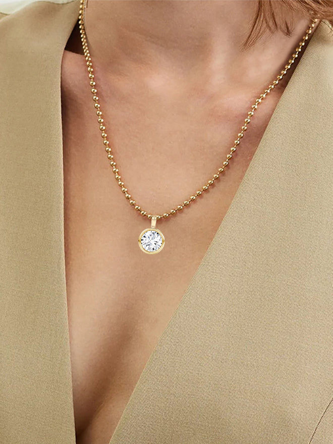 Round Lab Diamond Ball Chain Necklace