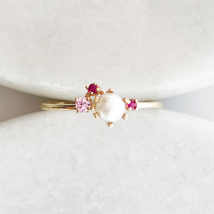 Pearl Gemstone Cluster Ring