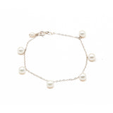 White Gold Pearl Drop Bracelet