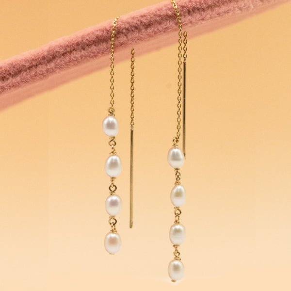 Long Pearl Threader Earrings