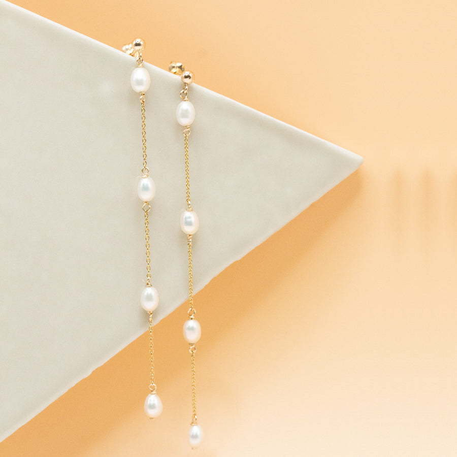 Spaced Petite Pearl Earrings