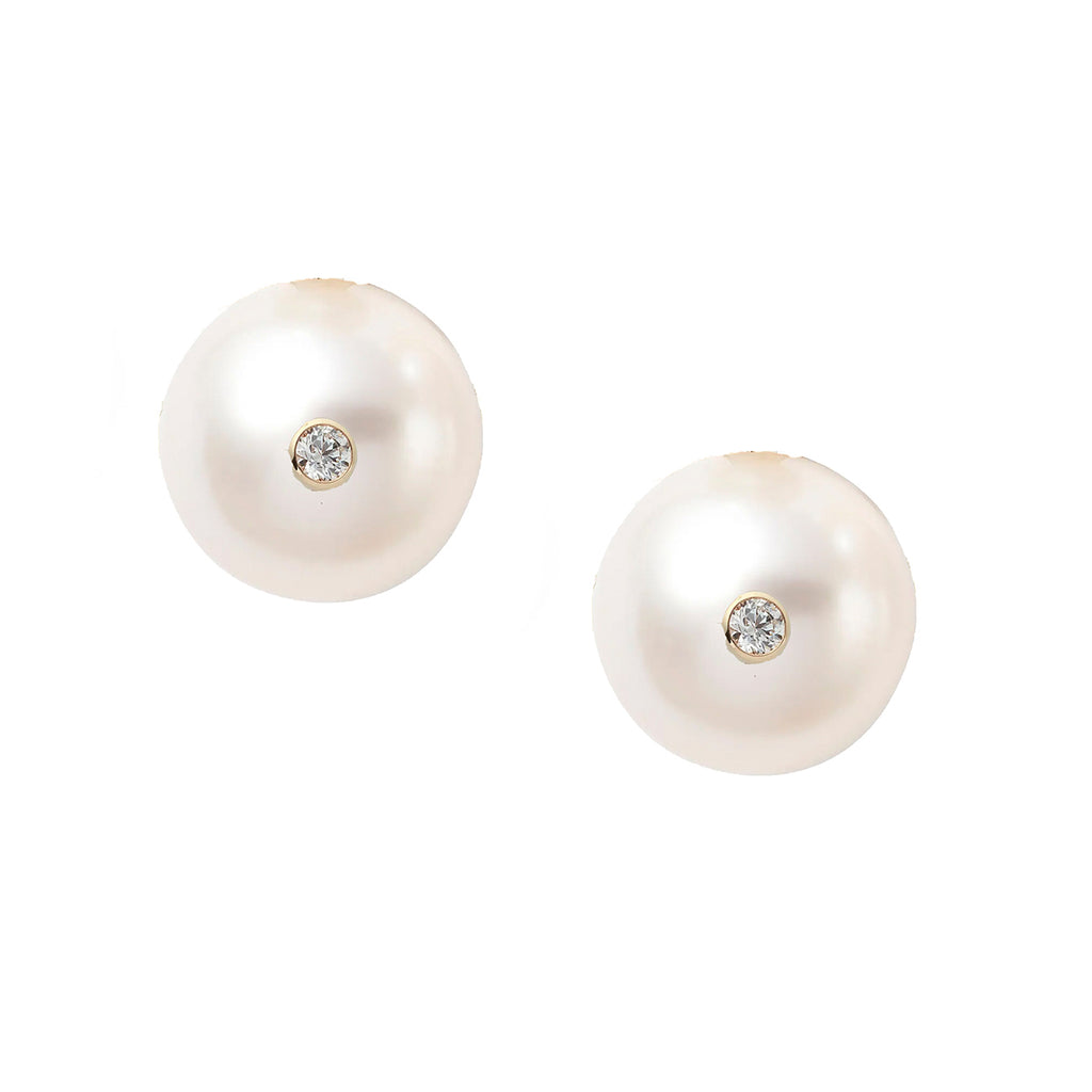 Large Pearl Diamond Studs