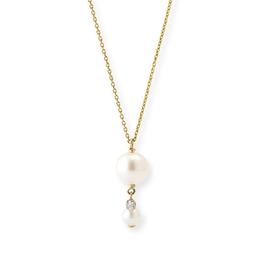 Double Pearl Diamond Necklace