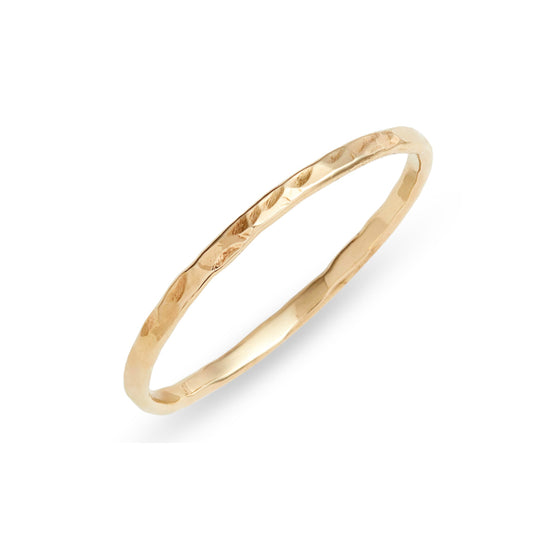 Slim Hammered Gold Ring