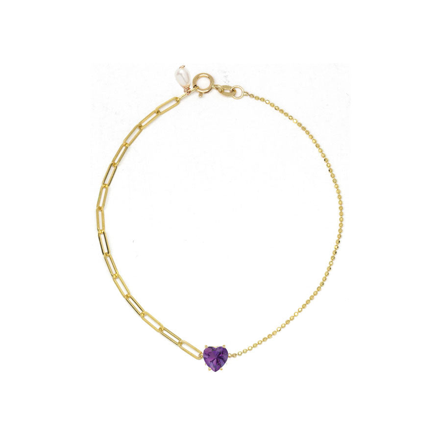 Sweetheart Gem Mixed Chain Bracelet