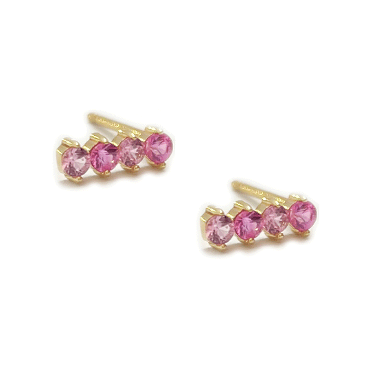 Pink Sapphire Bar Stud Earrings