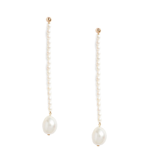 Long Keshi Baroque Pearl Linear Earrings