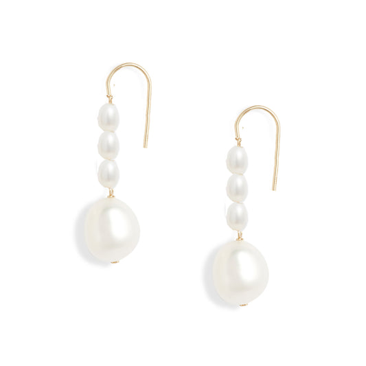 Short Baroque Pearl Linear Earrings