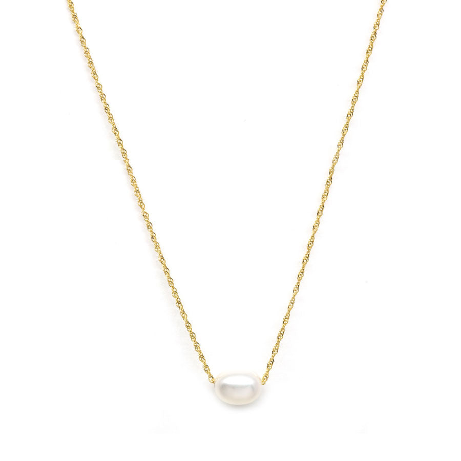 Petite Oval Pearl Solitaire Necklace