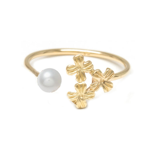 Trio Blossom Pearl Open Ring