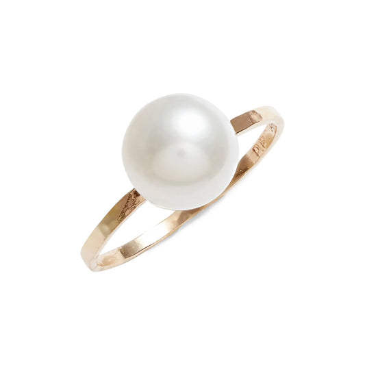 Large Pearl Hammered Ring