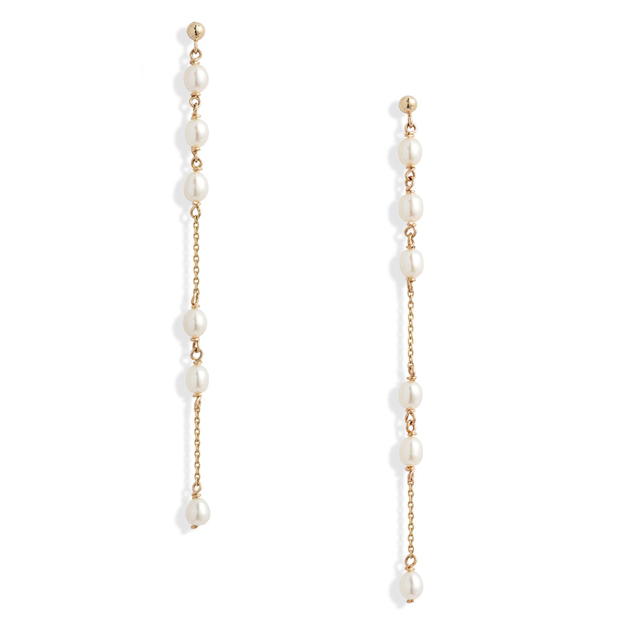 Long Spaced Baby Pearl Earrings